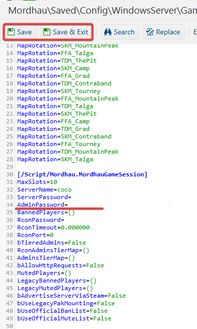 mordhau-configuration-Mordhau\Saved\Config\WindowsServer\Game.ini-text-editor-admin-password-configuration.png