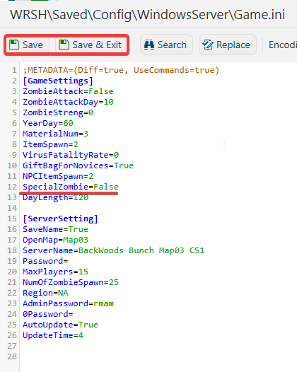 no-one-survived-configurations-WRSH\Saved\Config\WindowsServer\Game.ini-special-zombie-spawn-settings.png