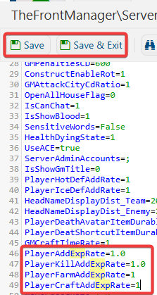 the-front-configuration-text-editor-xp-rates-setting.png