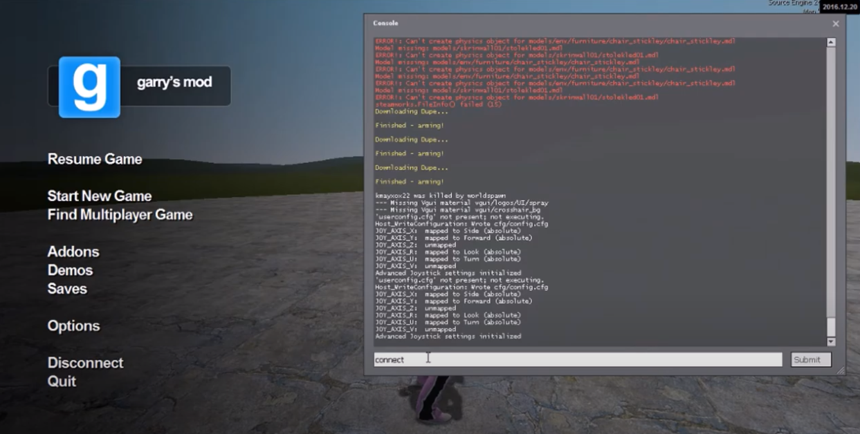Garry's Mod connect to server