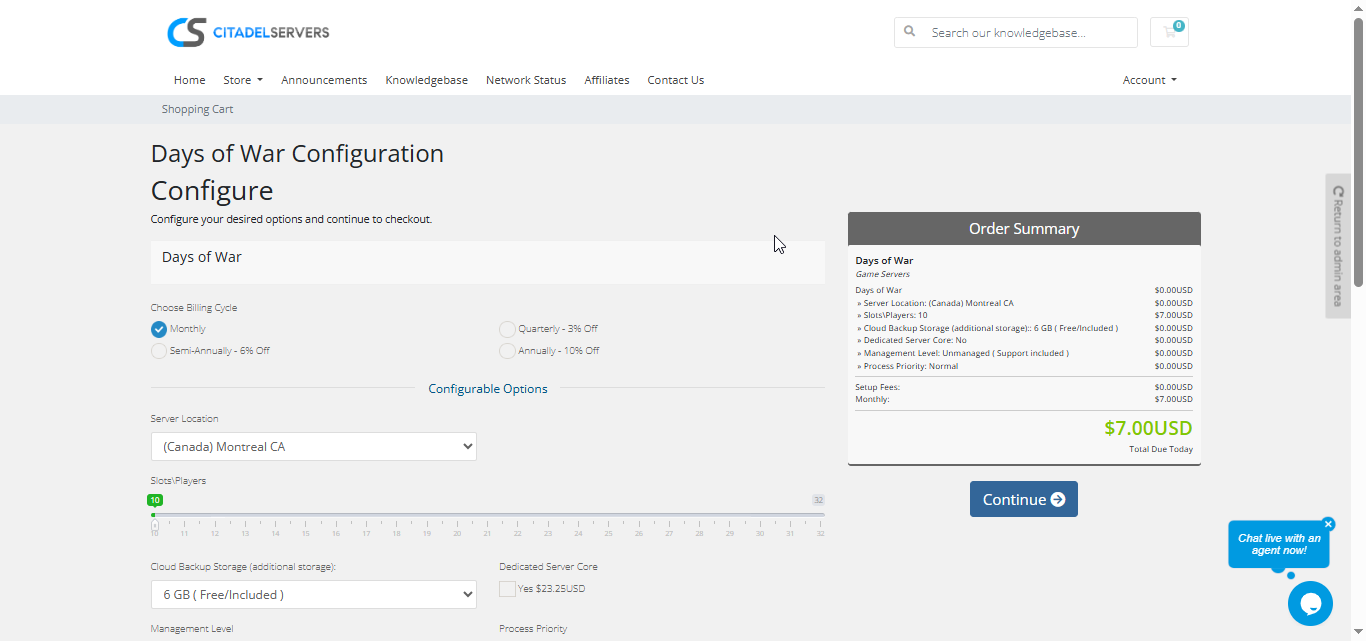 Days of War Configuration
