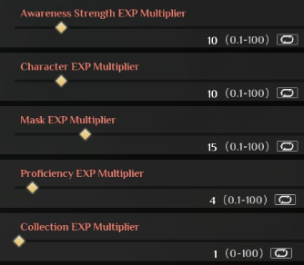 Adjust EXP Rates settings
