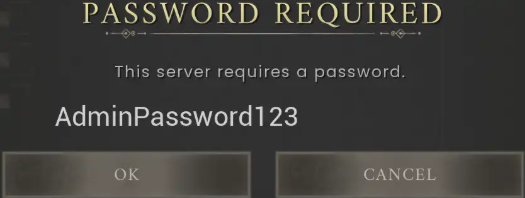 Putting the Admin Password in-game