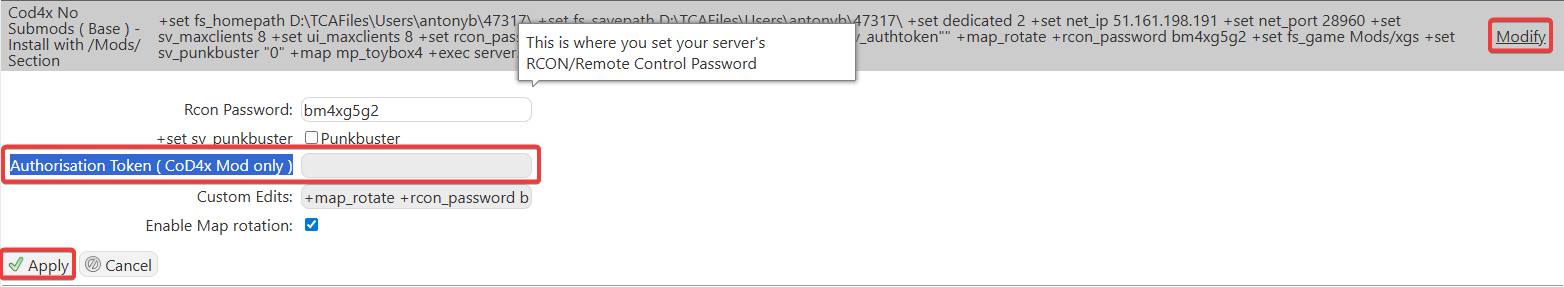 Putting the Auth Token to the Commandline Manager.