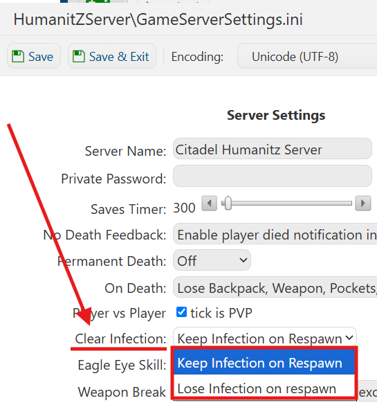 Configuring Clear Infection Settings 1