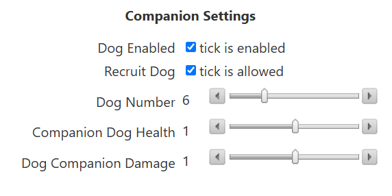 Dog Companion Settings 1