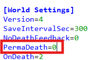 Configuring Permadeath 2
