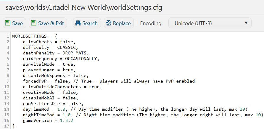 Customizing World Settings 1