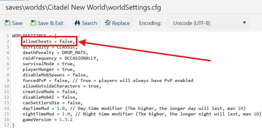 Enabling Cheats 2