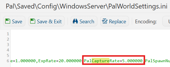 Adjusting Pal Capture Rate 1