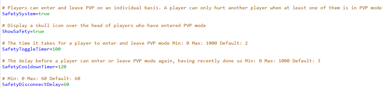 Changing PVP, War and Safety Settings 2