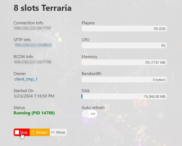 Terraria - Stop Server