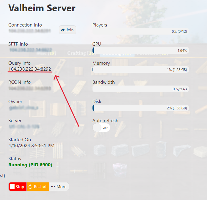 Valheim - Connection Info