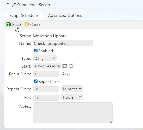 DayZ - Update Repeat Task
