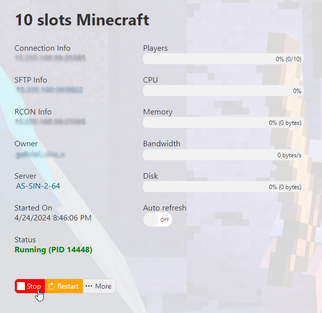 Minecraft - Stop Server