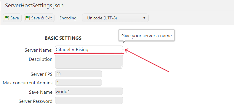 V Rising - Server Name
