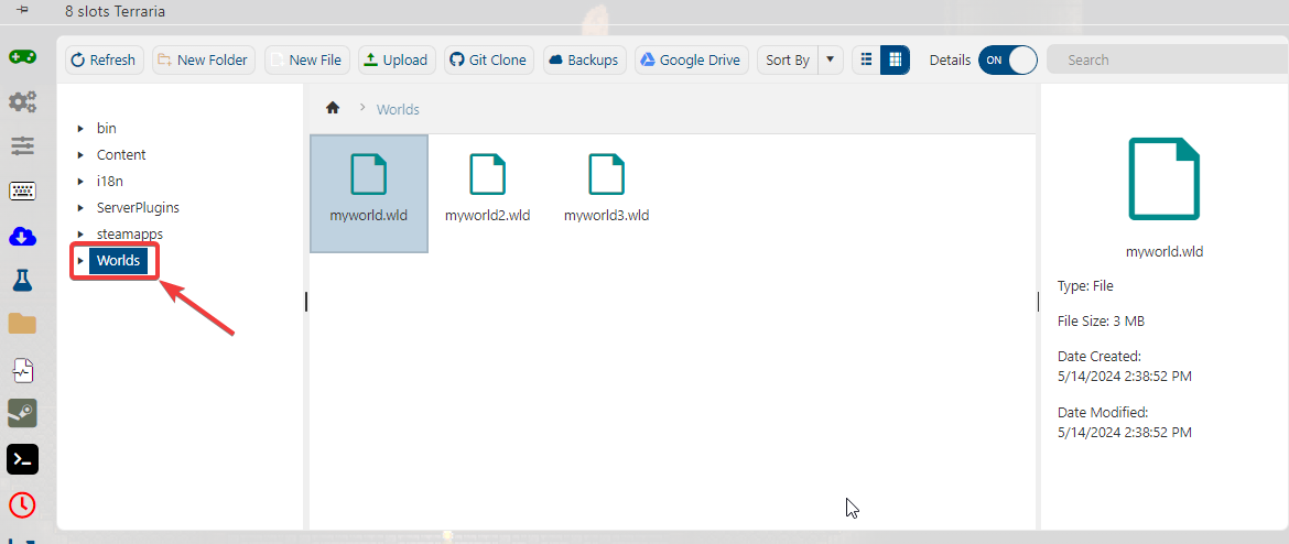 Terraria File Manager Worlds