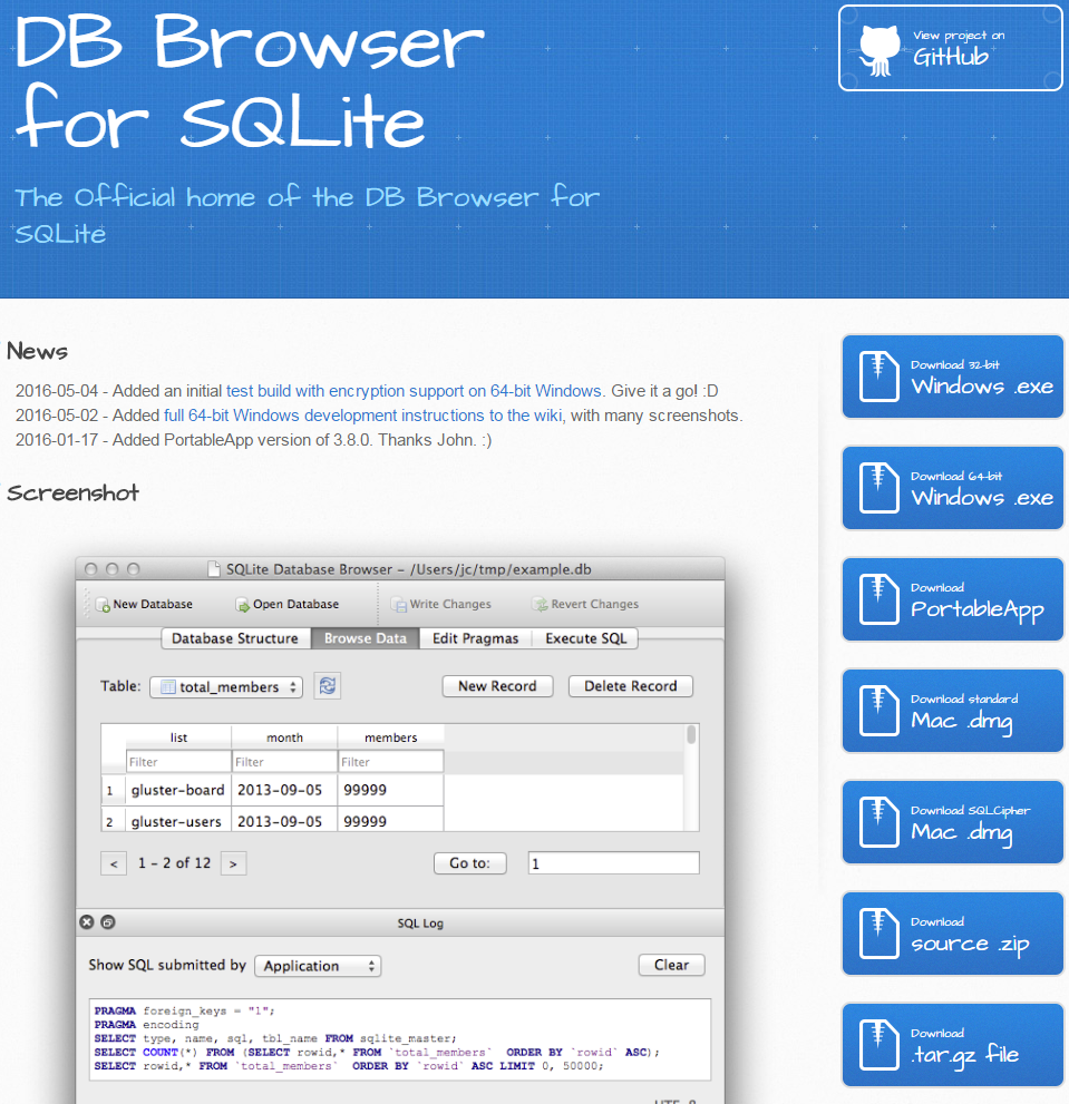 SQLite DataBase Browser Package App