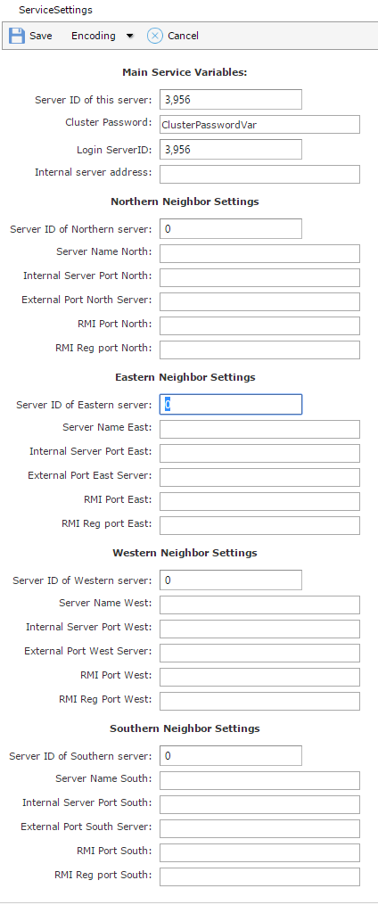 Service Settings Configuration Editor