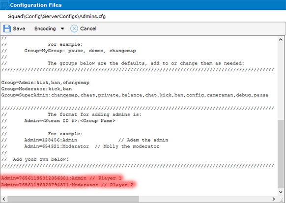 Adding admins to your Squad server - Citadel Servers Wiki